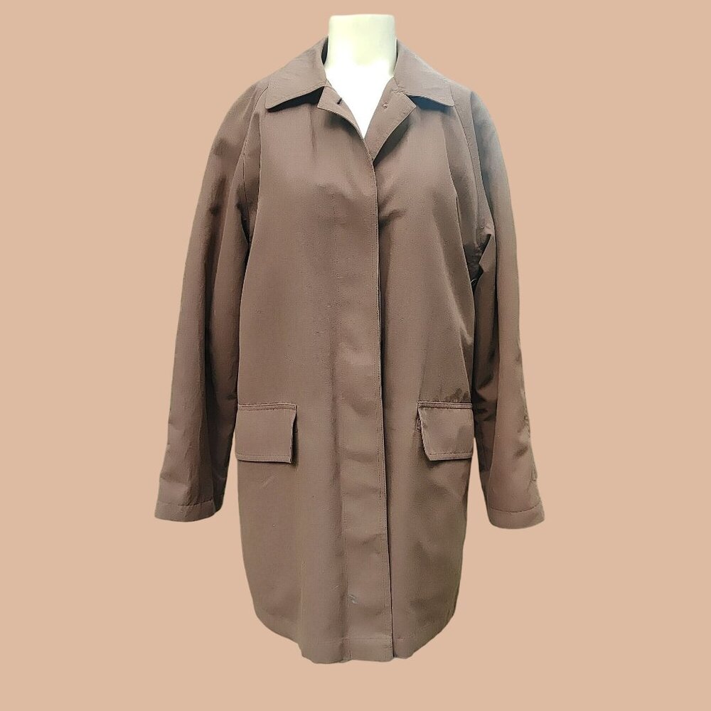 London Fog Coat Mid Classic Chocolate Suit City Brown Rain Trench Lined  Reg 5